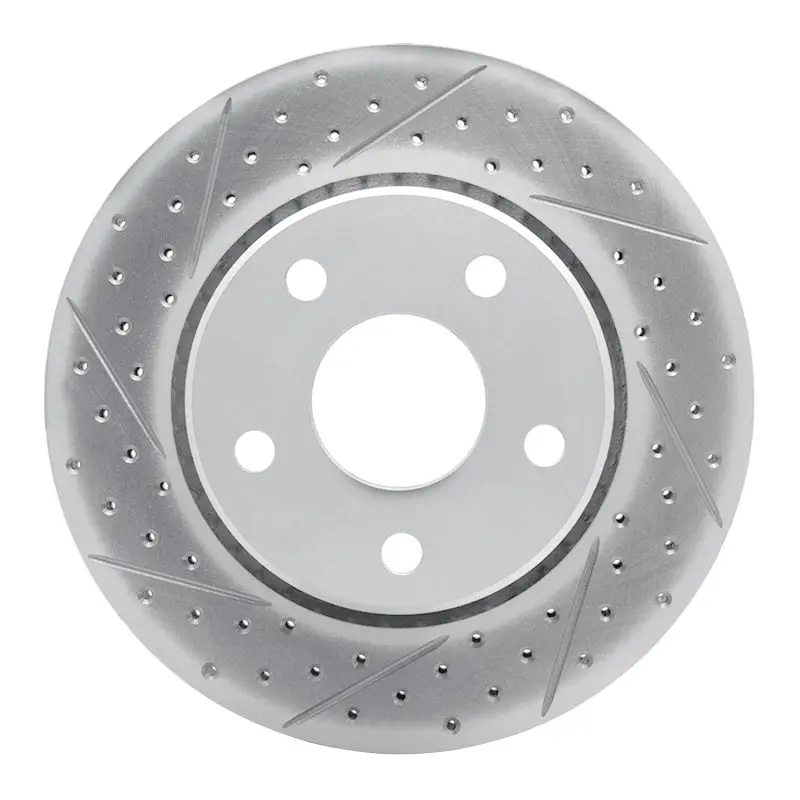 R1 07-18 Jeep Wrangler Front Left Drilled & Slotted Geo-Carbon Rotor 1