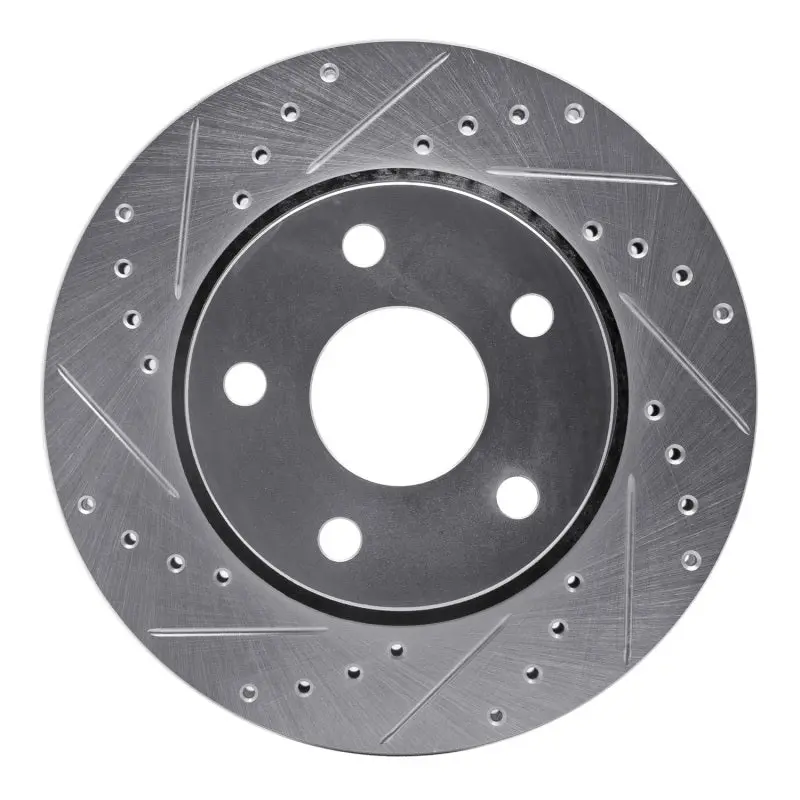 R1 07-18 Jeep Wrangler Front Left Drilled & Slotted Silver Brake Rotor 1