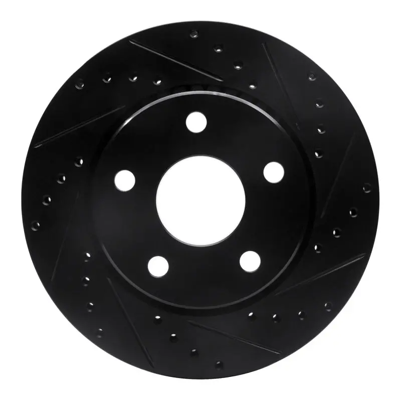 R1 07-18 Jeep Wrangler Front Right Drilled & Slotted Black Brake Rotor 1