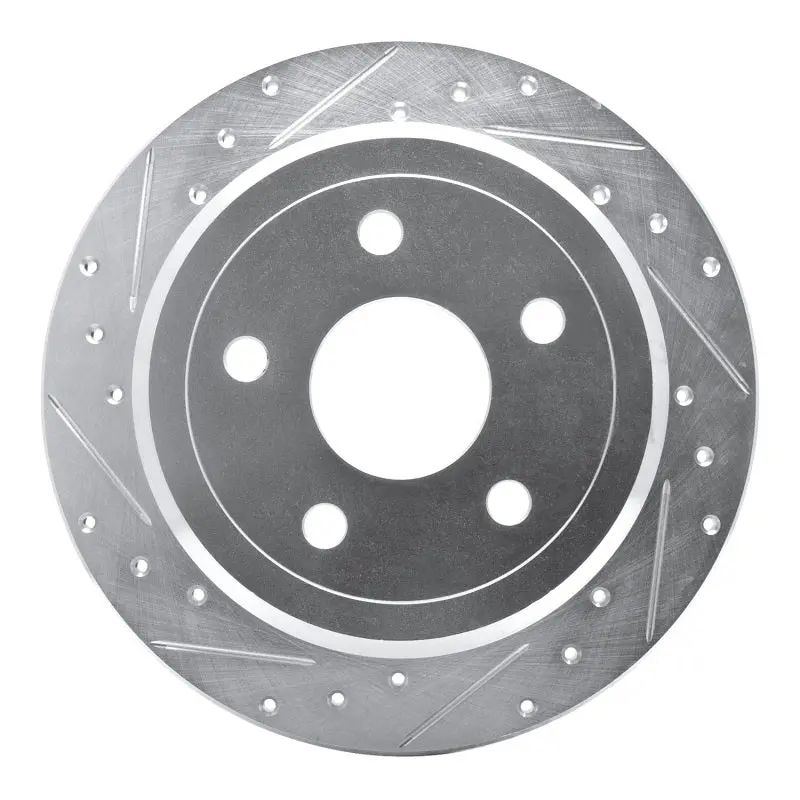 R1 07-18 Jeep Wrangler Rear Left Drilled & Slotted Silver Brake Rotor 1