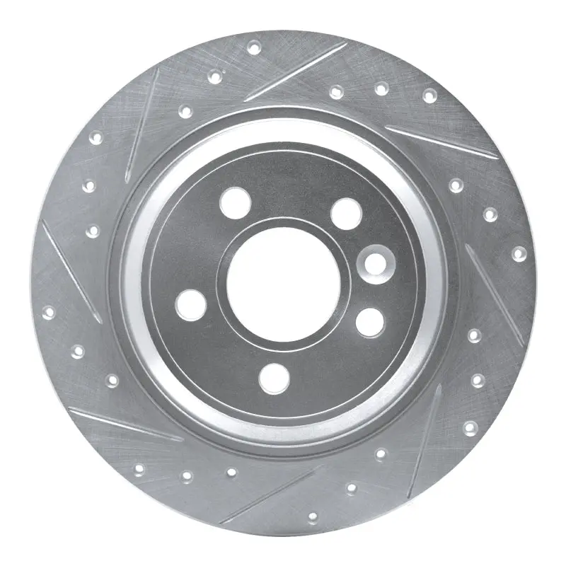 R1 07-18 Volvo V60 Cross Country Rear Left Drilled & Slotted Silver Brake Rotor 1