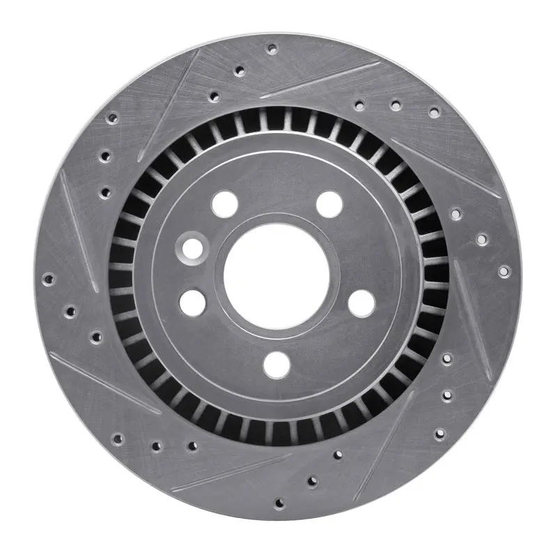 R1 07-18 Volvo V60 Rear Left Drilled & Slotted Silver Brake Rotor 1
