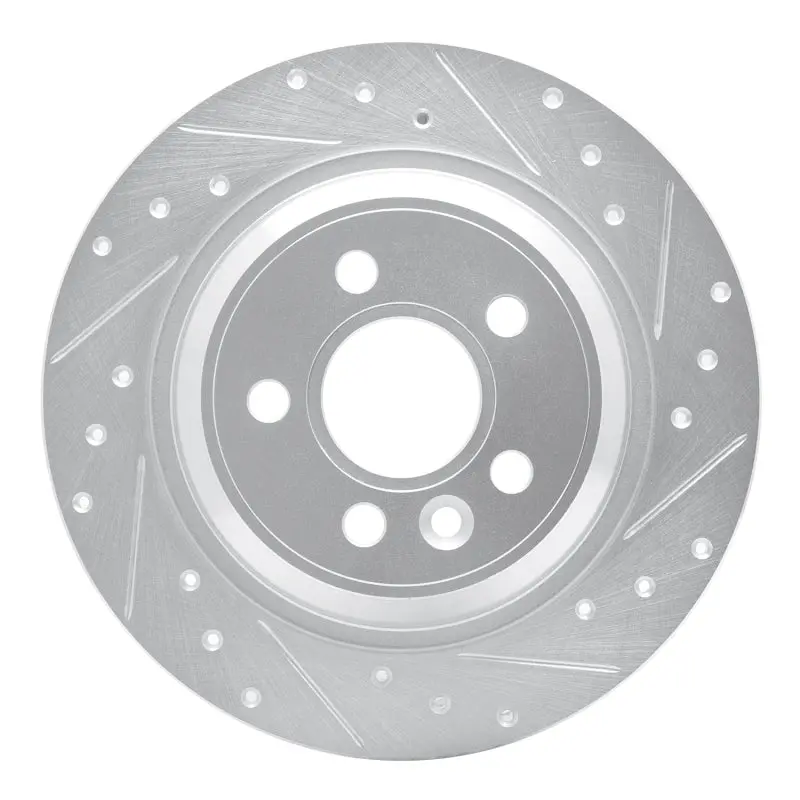 R1 07-18 Volvo V60 Rear Right Drilled & Slotted Silver Brake Rotor 1
