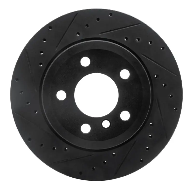 R1 07-19 Bmw X5 Rear Left Drilled & Slotted Black Brake Rotor 1