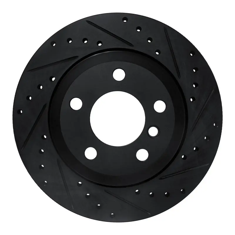 R1 07-19 Bmw X5 Rear Right Drilled & Slotted Black Brake Rotor 1