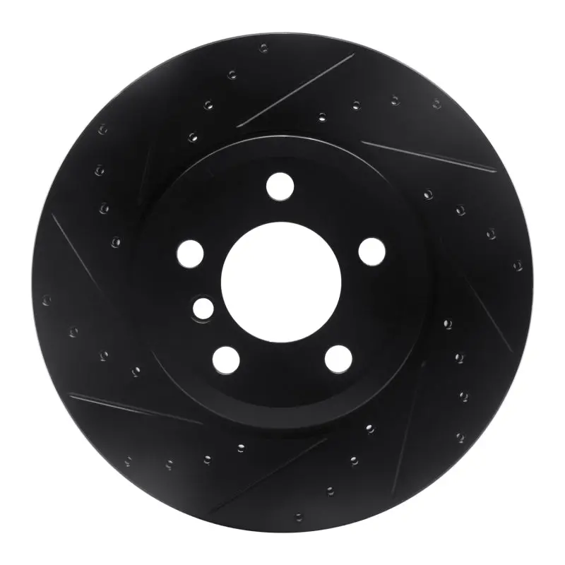 R1 07-19 Bmw X6 Rear Left Drilled & Slotted Black Brake Rotor 1