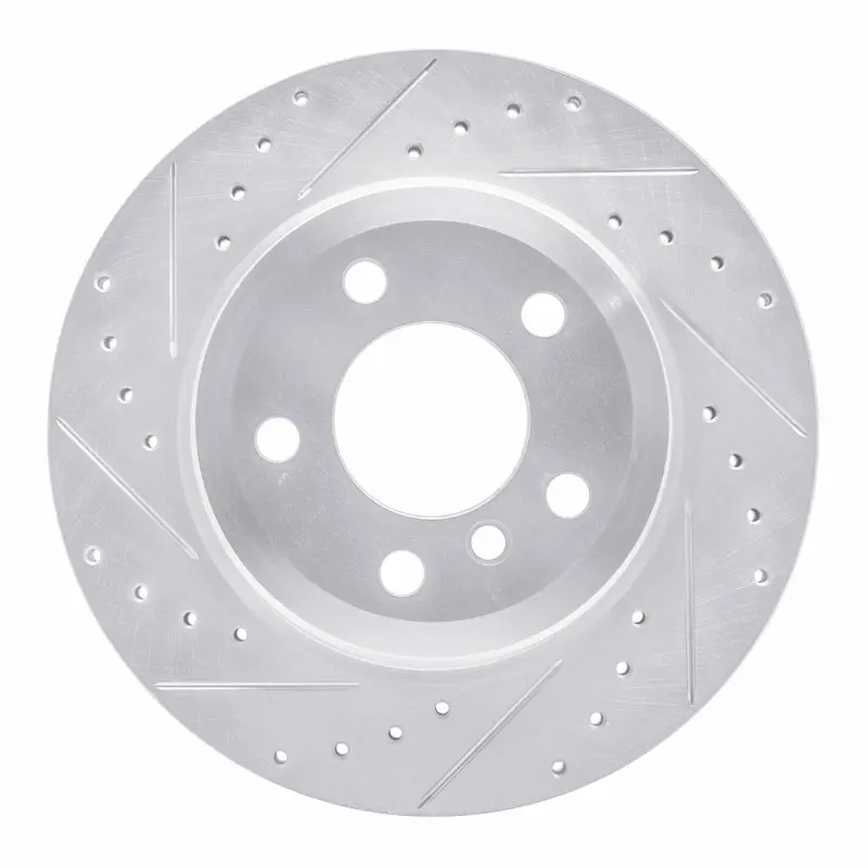 R1 07-19 Bmw X6 Rear Left Drilled & Slotted Silver Brake Rotor 1
