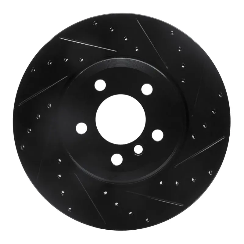 R1 07-19 Bmw X6 Rear Right Drilled & Slotted Black Brake Rotor 1