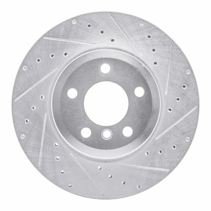 R1 07-19 Bmw X6 Rear Right Drilled & Slotted Silver Brake Rotor 1