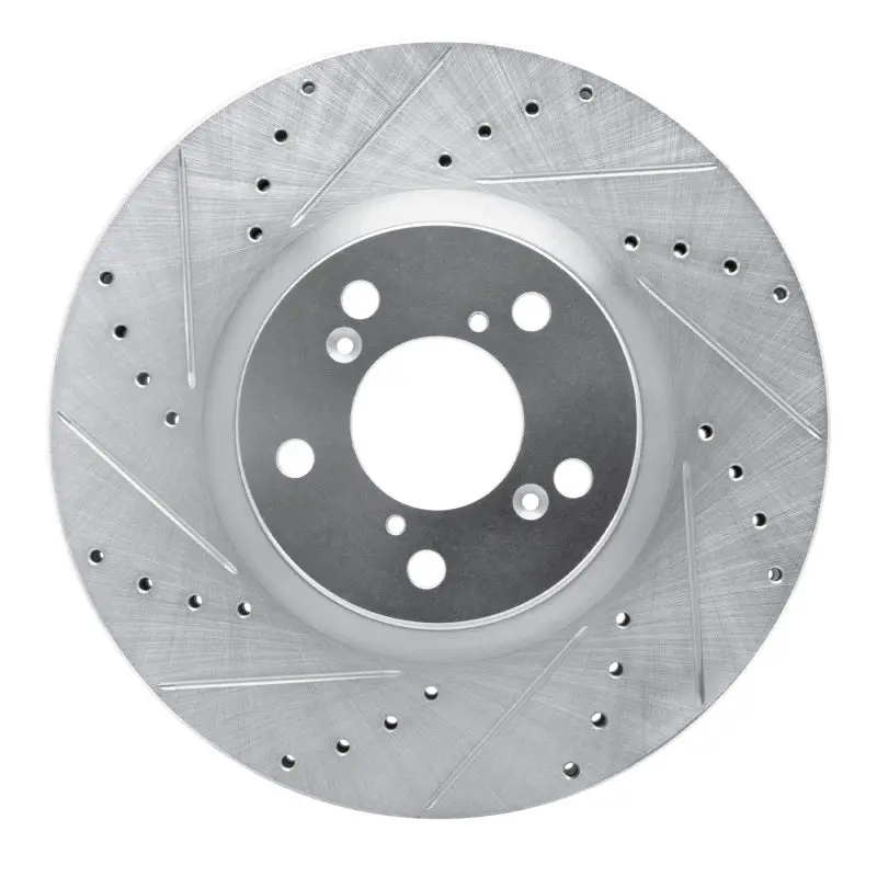 R1 07-20 Acura Mdx Front Left Drilled & Slotted Silver Brake Rotor 1