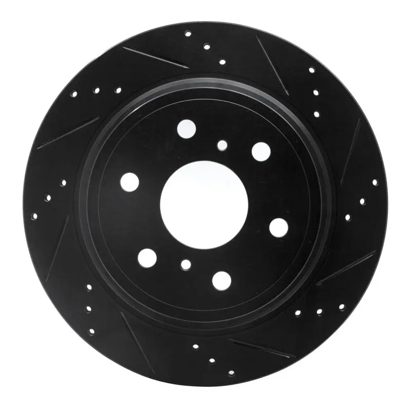 R1 07-20 Cadillac Escalade Rear Right Drilled & Slotted Black Brake Rotor 1