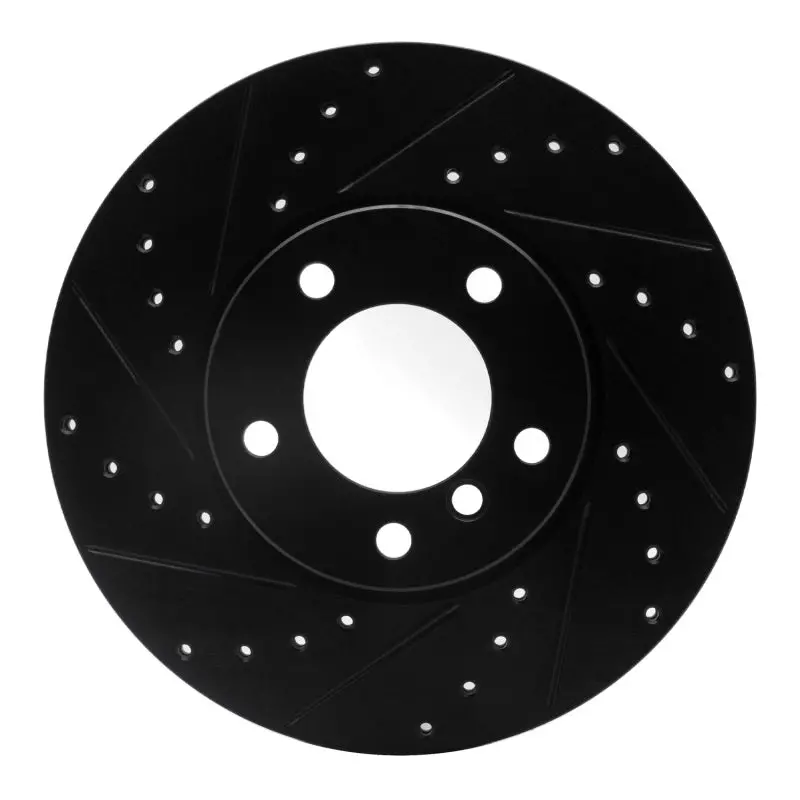 R1 07-21 Bmw 430I Xdrive Front Left Drilled & Slotted Black Brake Rotor 1