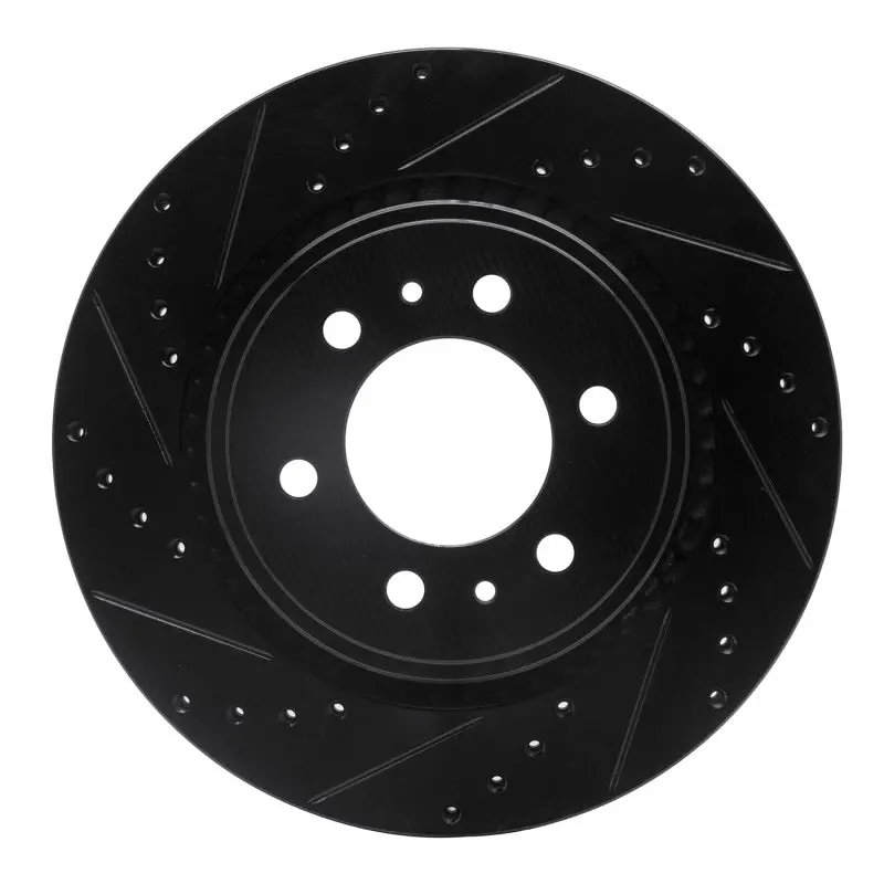 R1 07-21 Ford Expedition Front Left Drilled & Slotted Black Brake Rotor 1