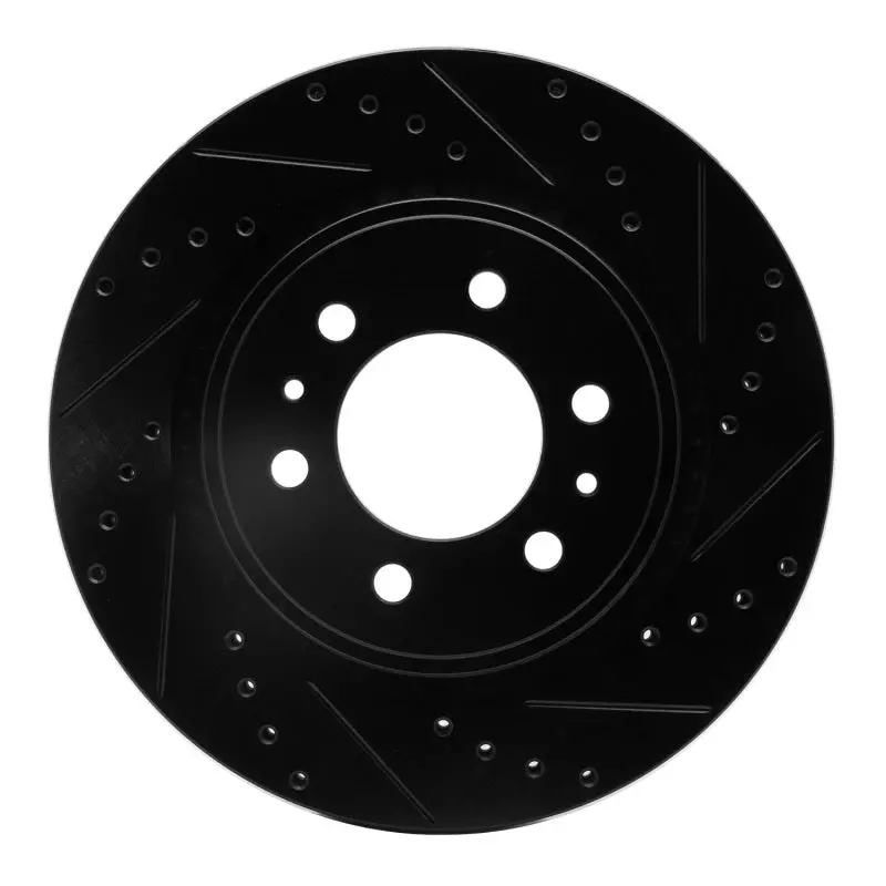 R1 07-21 Ford Expedition Front Right Drilled & Slotted Black Brake Rotor 1