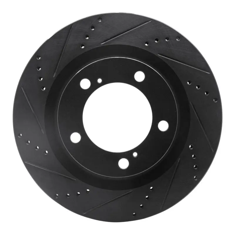 R1 07-22 Lexus Lx570 Front Left Drilled & Slotted Black Brake Rotor 1