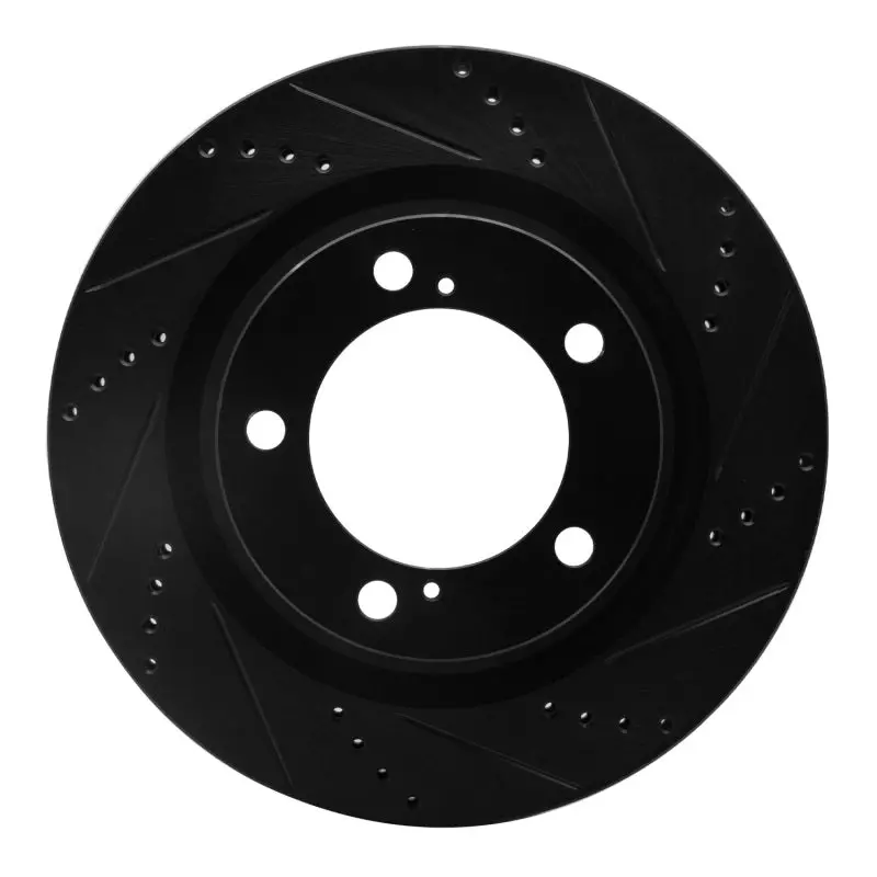 R1 07-22 Lexus Lx570 Front Right Drilled & Slotted Black Brake Rotor 1