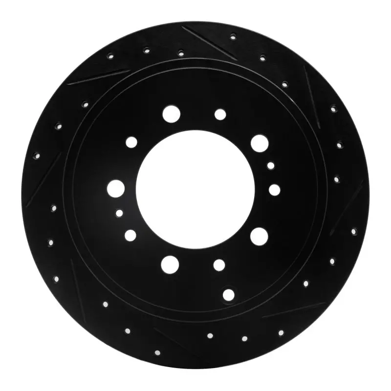 R1 07-22 Lexus Lx570 Rear Right Drilled & Slotted Black Brake Rotor 1