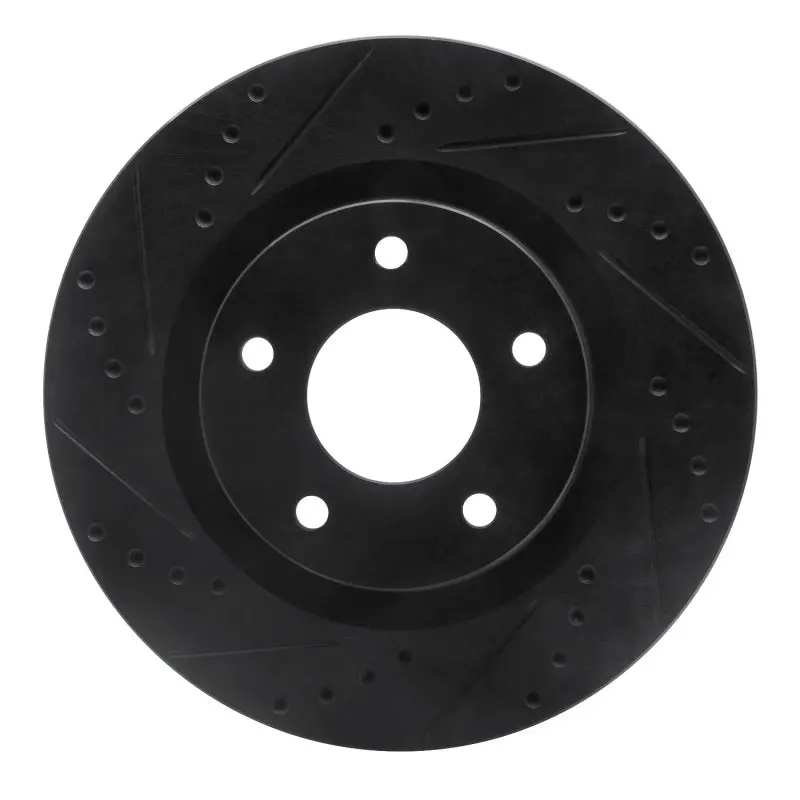 R1 07-25 Chrysler 200 Front Left Drilled & Slotted Black Brake Rotor 1
