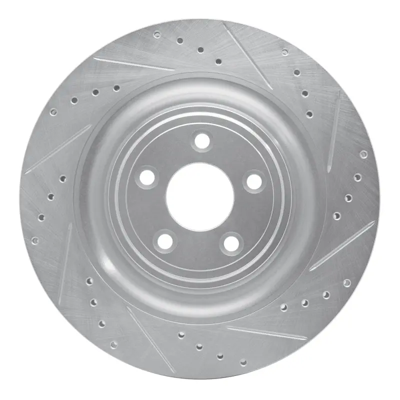 R1 08-09 Jaguar Xkr Left Rear Drilled & Slotted Silver Brake Rotor 1