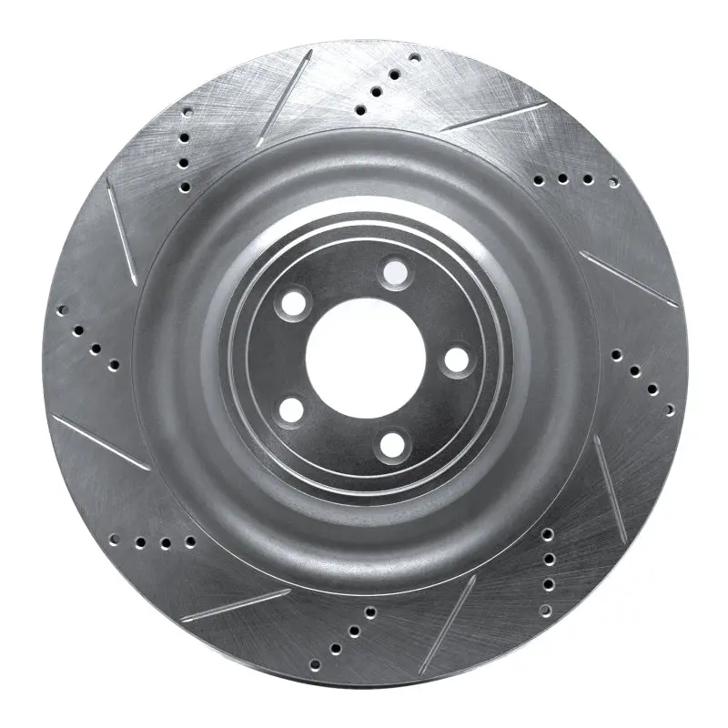 R1 08-09 Jaguar Xkr Right Front Drilled & Slotted Silver Brake Rotor 1