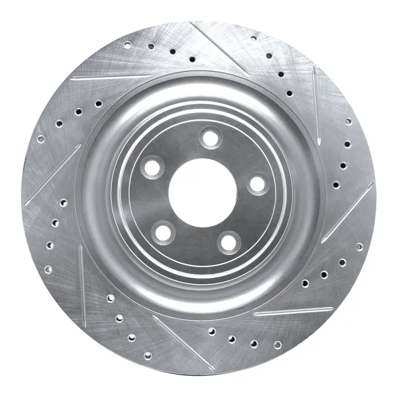 R1 08-09 Jaguar Xkr Right Rear Drilled & Slotted Silver Brake Rotor 1