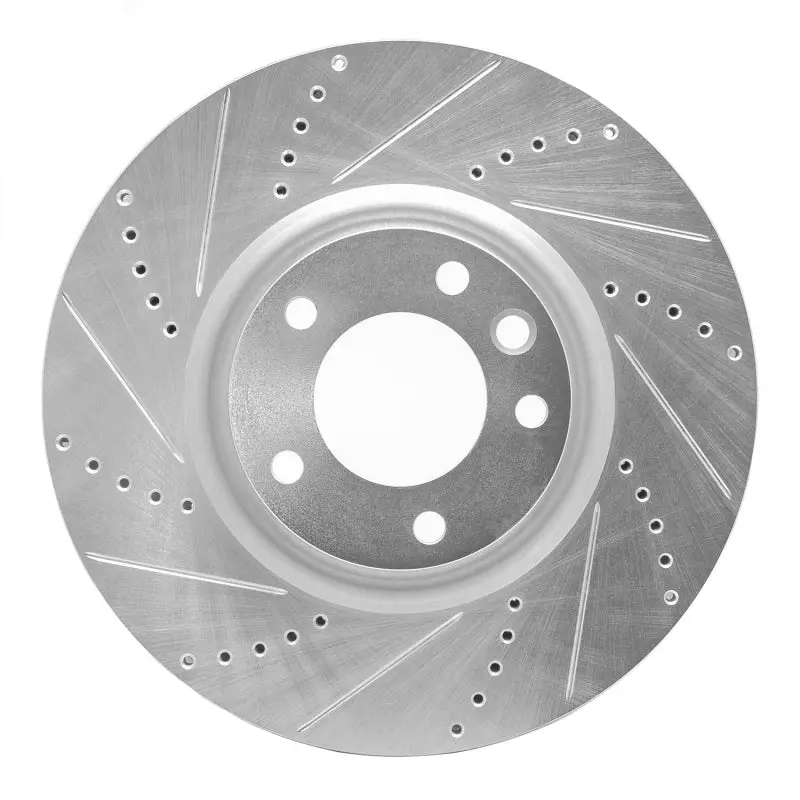 R1 08-09 Porsche Cayenne Front Left Drilled & Slotted Silver Brake Rotor 1