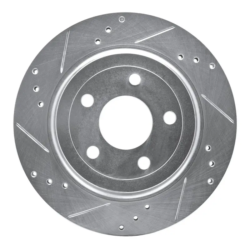 R1 08-10 Chevrolet Cobalt Rear Left Drilled & Slotted Silver Brake Rotor 1