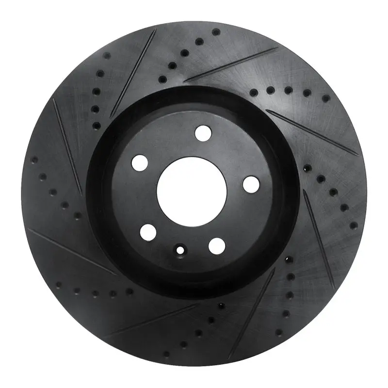 R1 08-11 Audi Tt Quattro Front Left Drilled & Slotted Black Brake Rotor 1