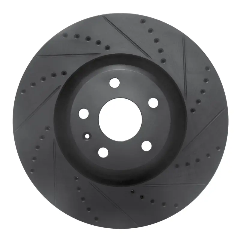 R1 08-11 Audi Tts Quattro Front Right Drilled & Slotted Black Brake Rotor 1