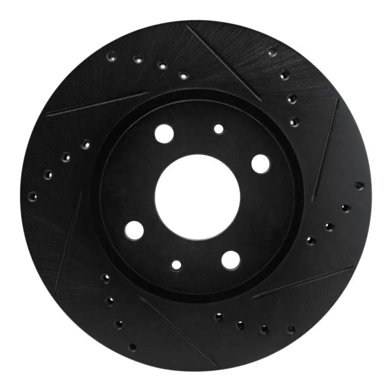 R1 08-11 Ford Focus Front Right Drilled & Slotted Black Brake Rotor 1