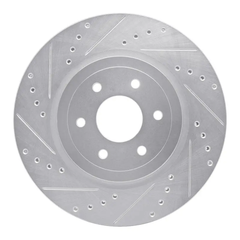 R1 08-11 Nissan Pathfinder Front Left Drilled & Slotted Silver Brake Rotor 1