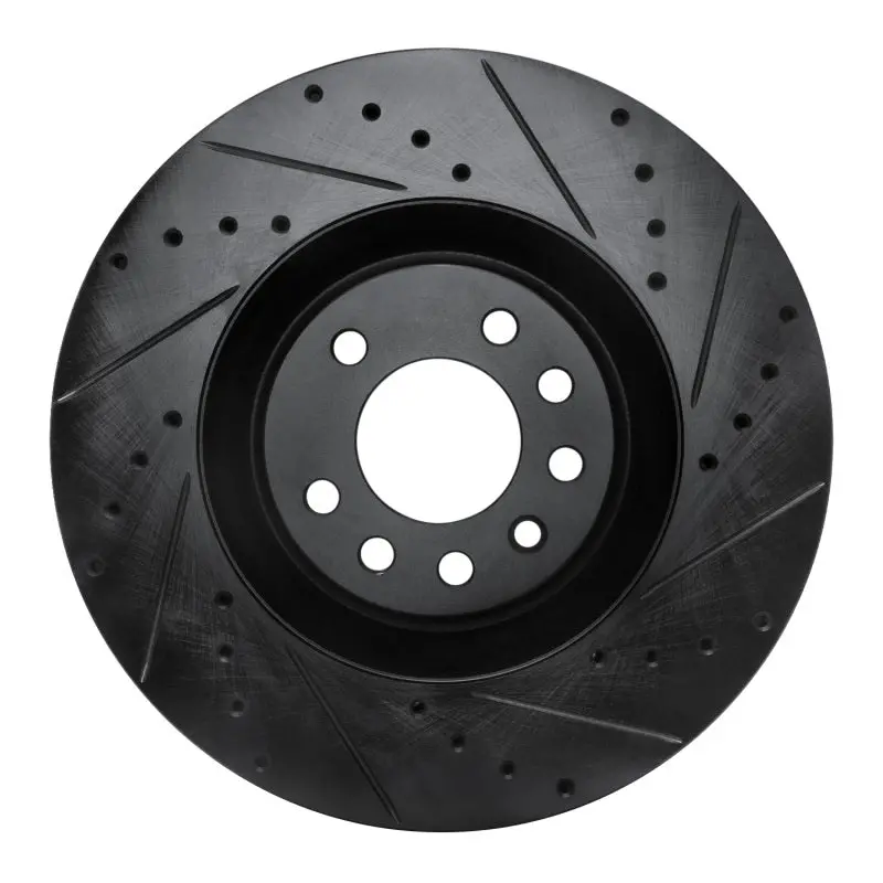 R1 08-11 Saab 9-3 Front Right Drilled & Slotted Black Brake Rotor 1