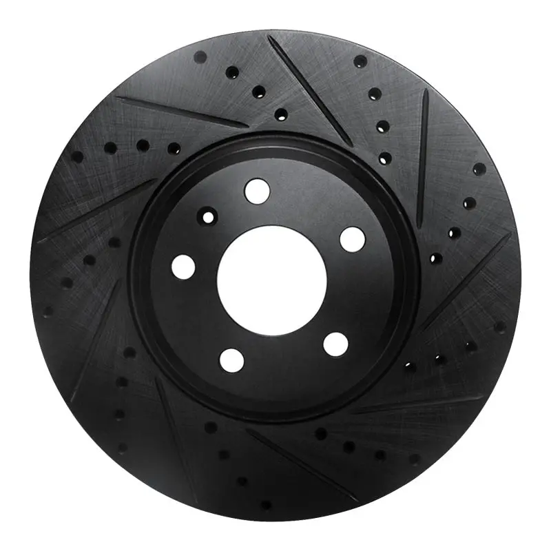 R1 08-12 Audi Q5 (Mexico) Front Right Drilled & Slotted Black Brake Rotor 1
