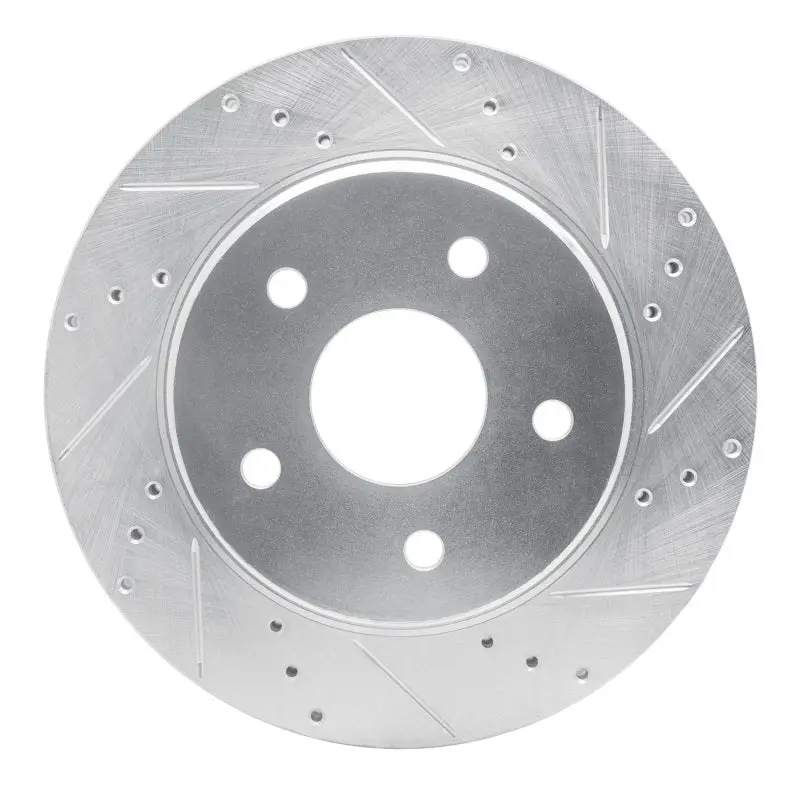 R1 08-12 Jeep J8 Front Right Drilled & Slotted Silver Brake Rotor 1