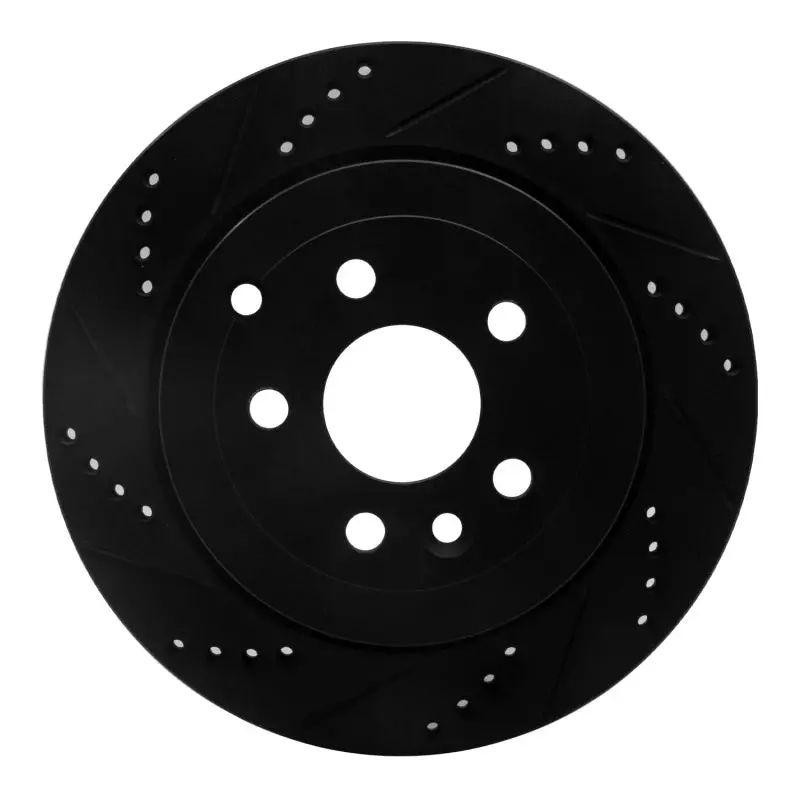 R1 08-12 Land Rover Lr2 Rear Left Drilled & Slotted Black Brake Rotor 1