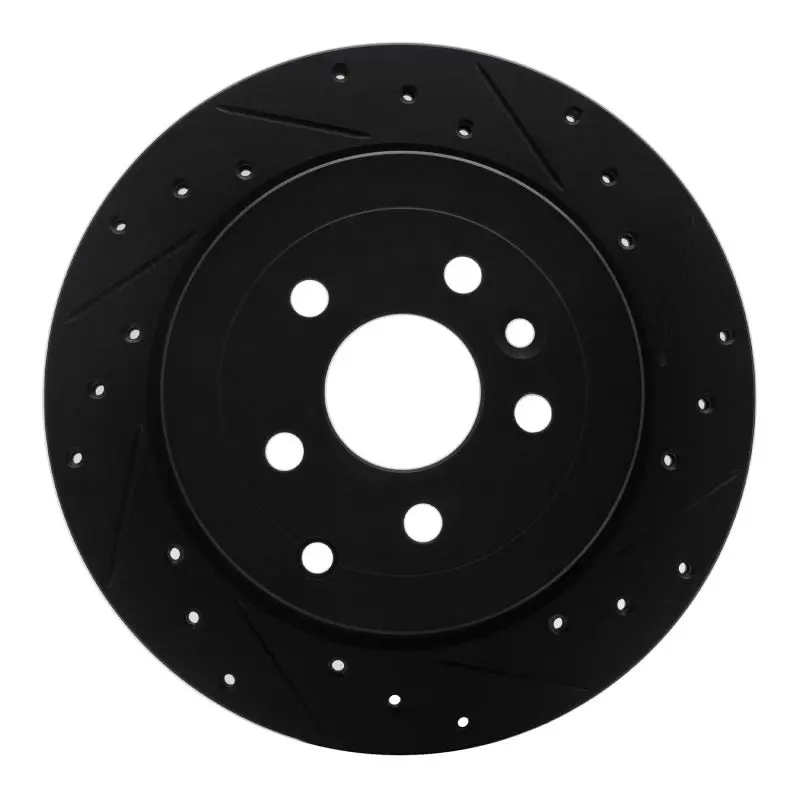 R1 08-12 Land Rover Lr2 Rear Right Drilled & Slotted Black Brake Rotor 1
