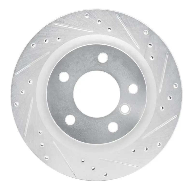 R1 08-13 Bmw 128I Rear Right Drilled & Slotted Silver Brake Rotor 1