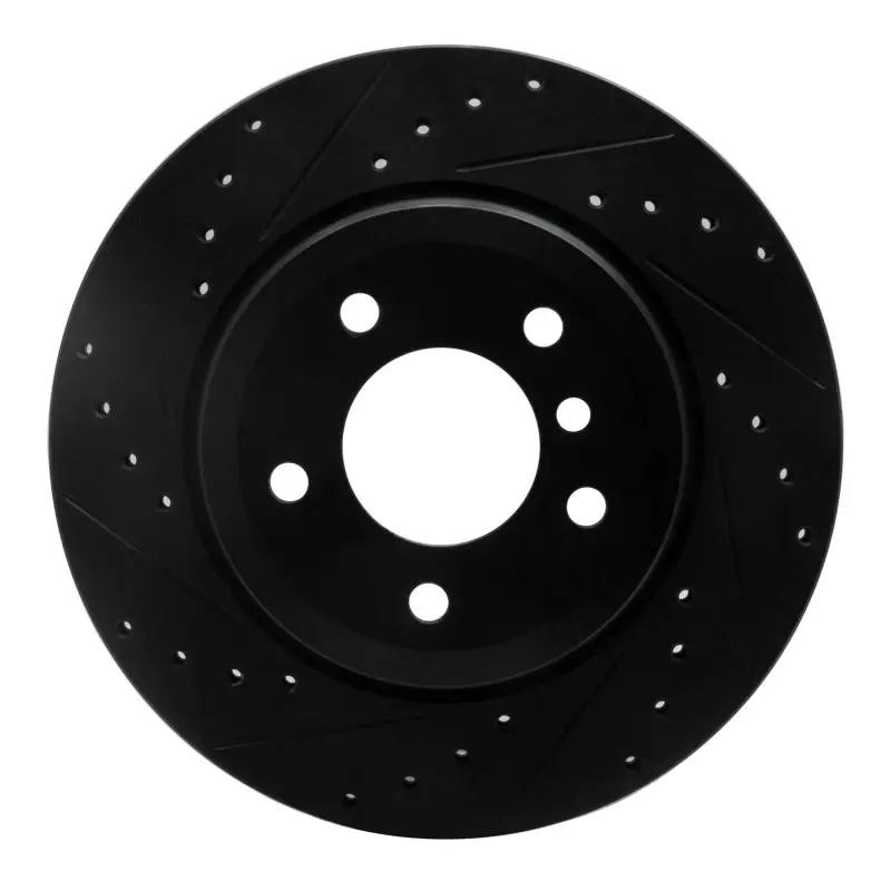 R1 08-13 Bmw 135I Rear Left Drilled & Slotted Black Brake Rotor 1