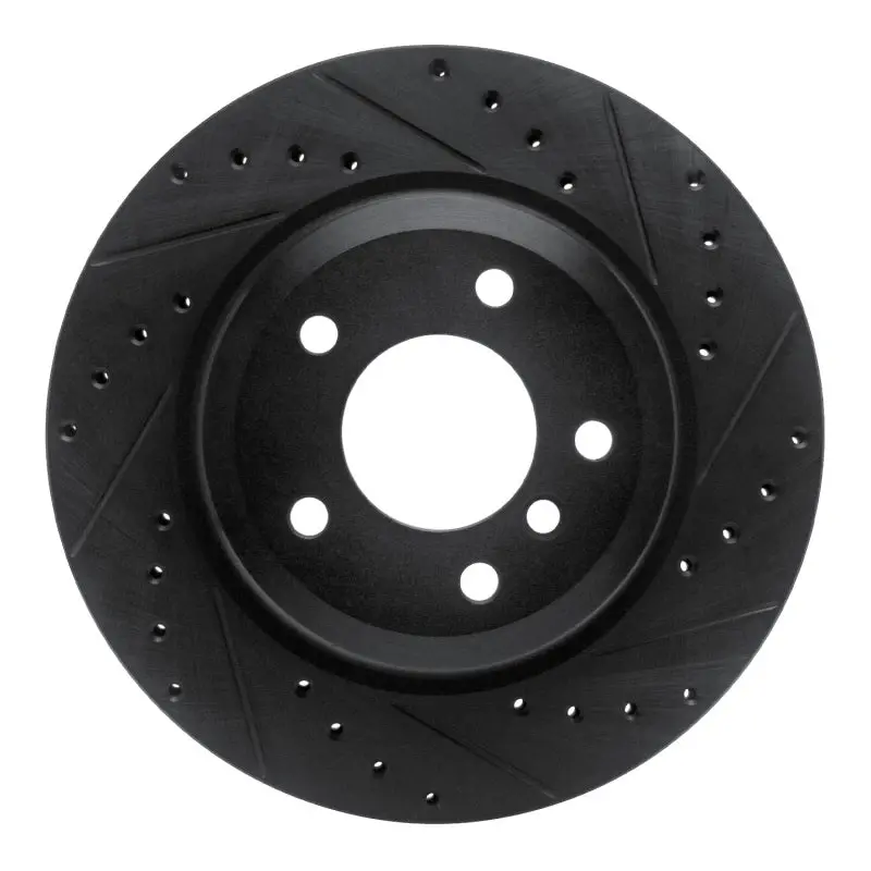 R1 08-13 Bmw 135Is Rear Right Drilled & Slotted Black Brake Rotor 1