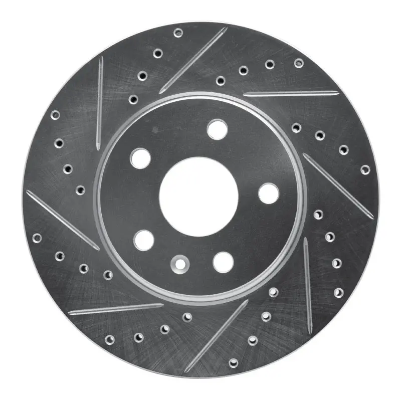 R1 08-14 Cadillac Cts Front Left Drilled & Slotted Silver Brake Rotor 1