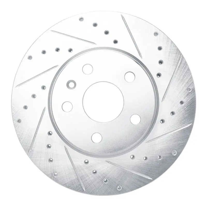 R1 08-14 Cadillac Cts Front Right Drilled & Slotted Silver Brake Rotor 1