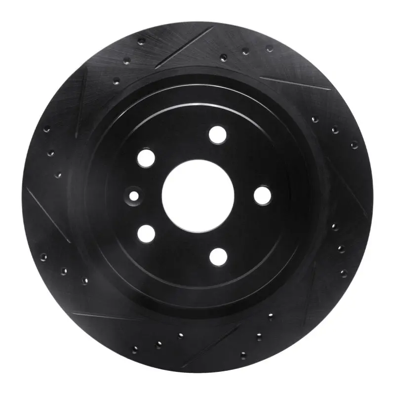 R1 08-14 Cadillac Cts Rear Left Drilled & Slotted Black Brake Rotor 1
