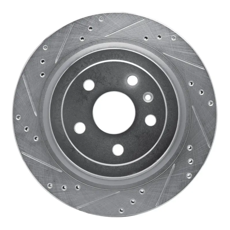 R1 08-14 Cadillac Cts Rear Left Drilled & Slotted Silver Brake Rotor 1