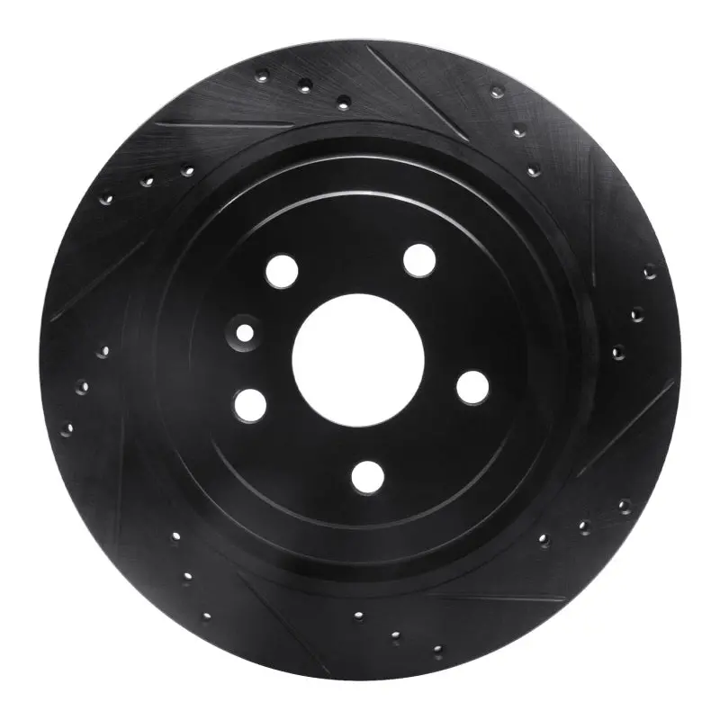 R1 08-14 Cadillac Cts Rear Right Drilled & Slotted Black Brake Rotor 1