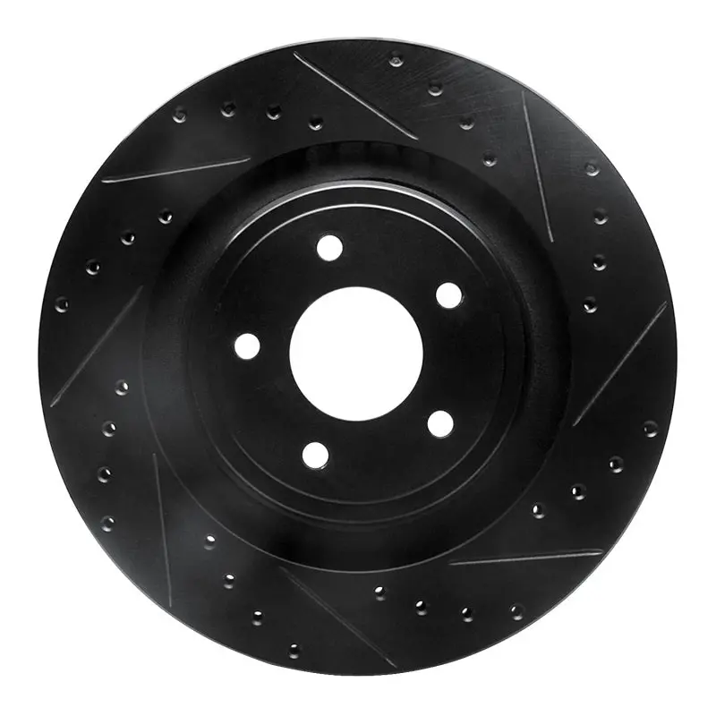 R1 08-14 Chrysler 200 Front Right Drilled & Slotted Black Brake Rotor 1