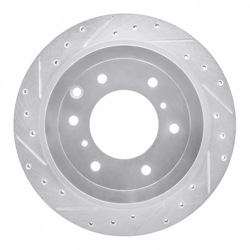 R1 08-14 Mitsubishi Montero Limited (Mexico) Rear Left Drilled & Slotted Silver Brake Rotor 1