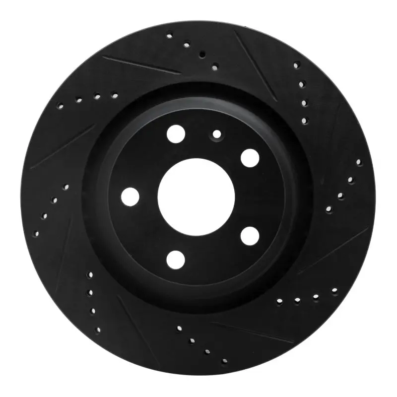 R1 08-15 Audi Tt Quattro Rs Rear Right Drilled & Slotted Black Brake Rotor 1
