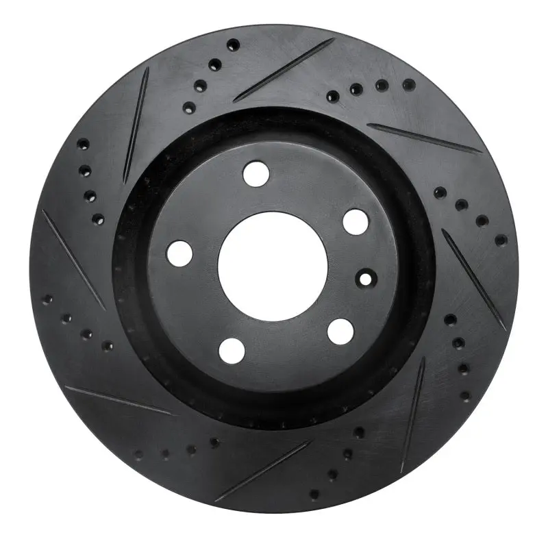 R1 08-15 Audi Tts Quattro Rear Left Drilled & Slotted Black Brake Rotor 1
