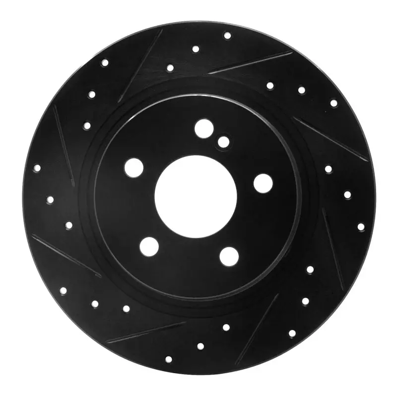 R1 08-15 Mercedes-Benz C250 Rear Left Drilled & Slotted Black Brake Rotor 1