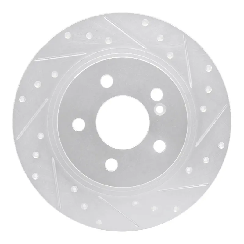 R1 08-15 Mercedes-Benz C250 Rear Right Drilled & Slotted Silver Brake Rotor 1
